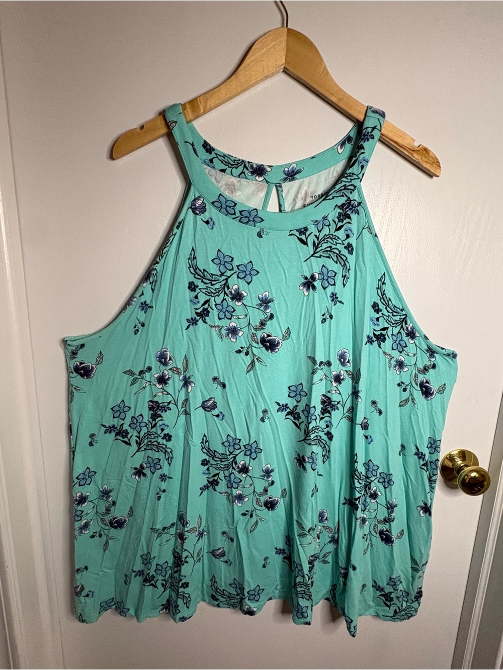 Torrid Sz 4X Super Soft Knit Floral Keyhole Back Swing Tank Tunic Boho Festival